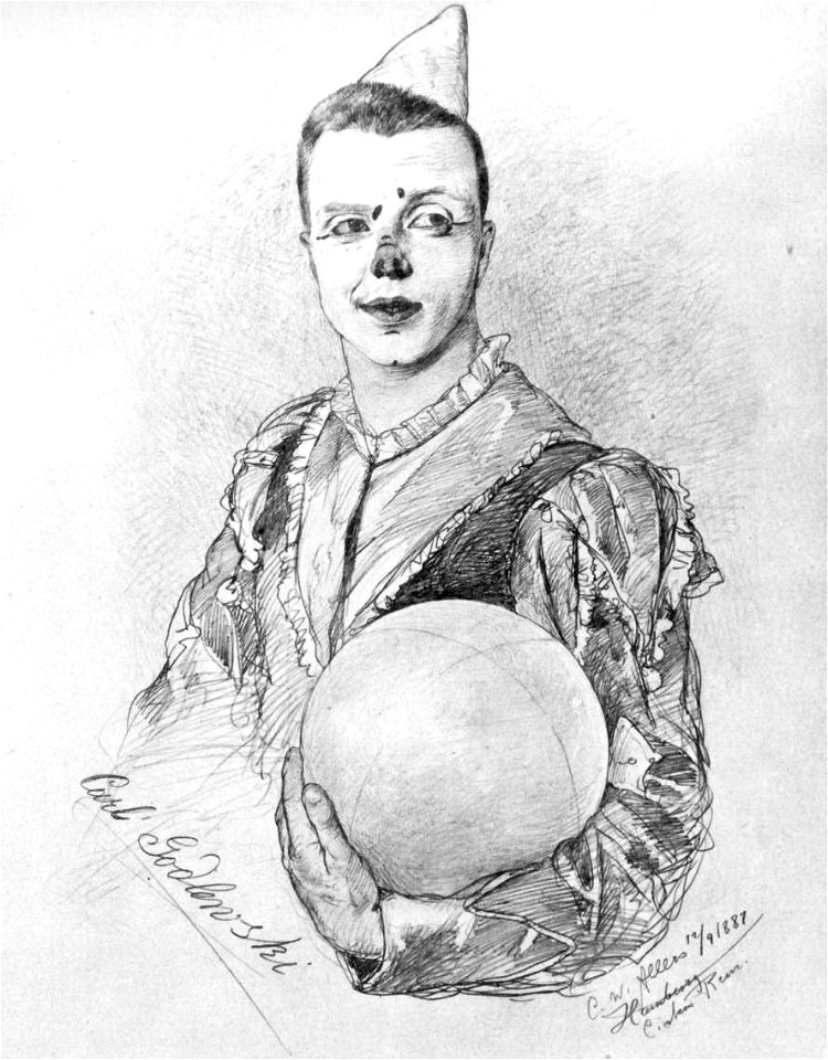 Carl Godlewski als Clown, 1887 (von C.W.Allers)