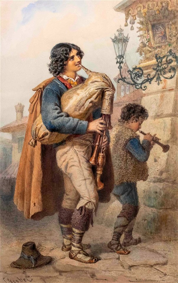 Carl Goebel Pifferari vor einem Madonnenbild