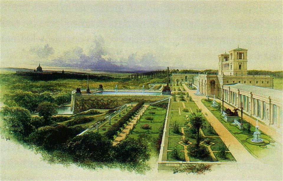 Carl Graeb - Die Orangerie aus der Vogelschau von Osten