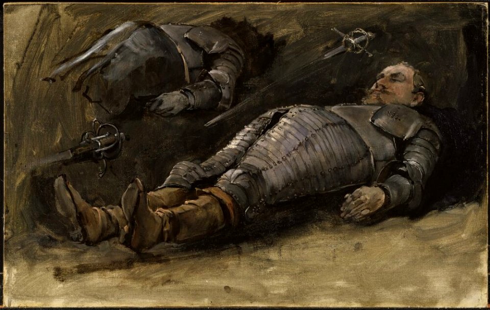 Carl Gustaf Hellqvist - Study for the king in The Corpse of Gustav II Adolf of Sweden being carried on board in the Wolgast Harbour. - NM 3561 - Nationalmuseum