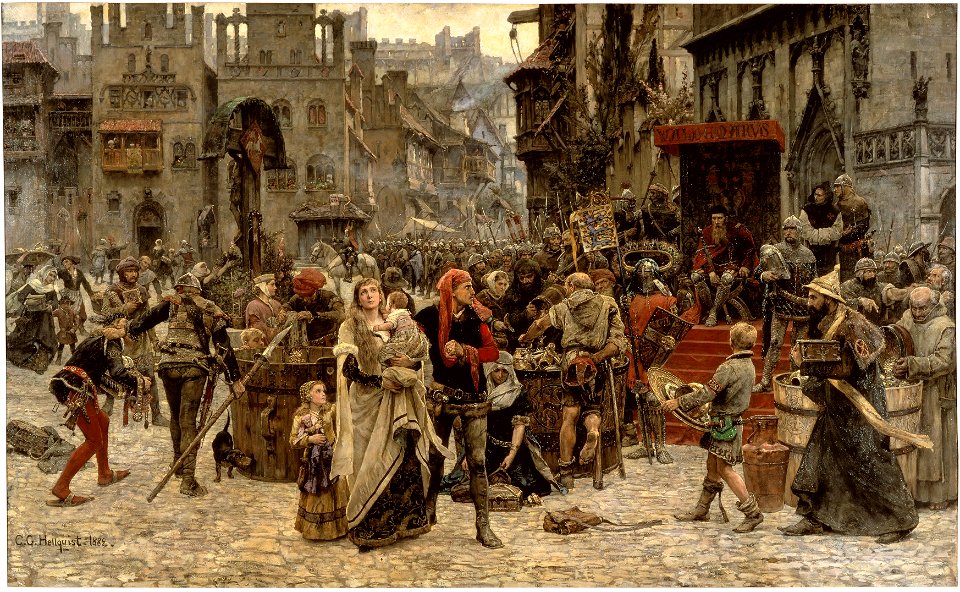 Carl Gustaf Hellqvist - Valdemar Atterdag Holding Visby to Ransom, 1361 - Google Art Project