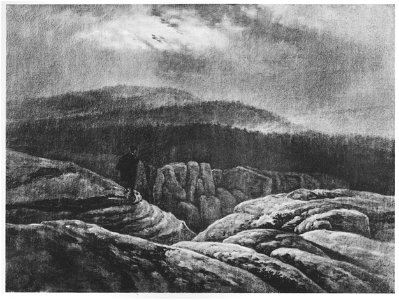 Carl Gustav Carus Wanderer in nächtlicher Felsenlandschaft