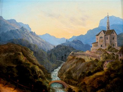 Carl Gustav Carus - Abendliche Gebirgslandschaft mit Flusstal und Klosteranlage