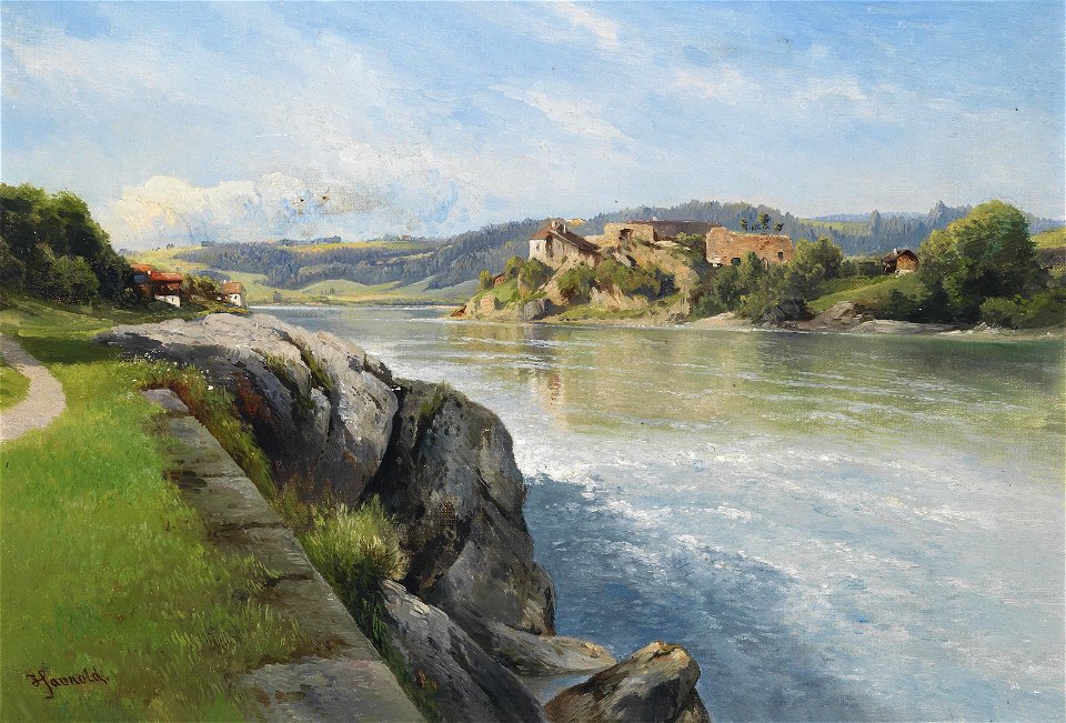 Carl Haunold Burgruine am Flußufer