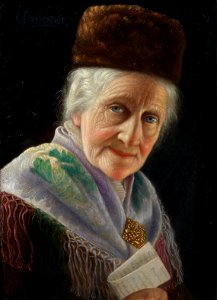 Carl Heuser Portrait of an old lady with fur hat. Free illustration for personal and commercial use.