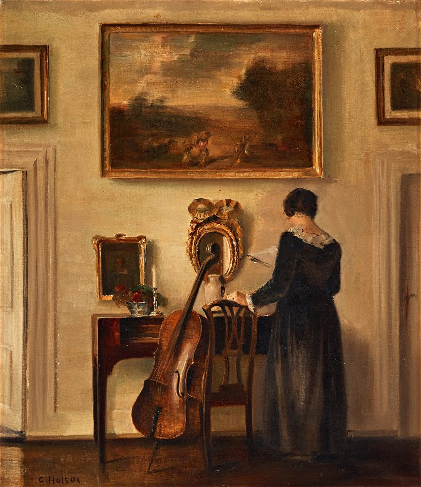 Carl Holsøe, Interior with woman and cello