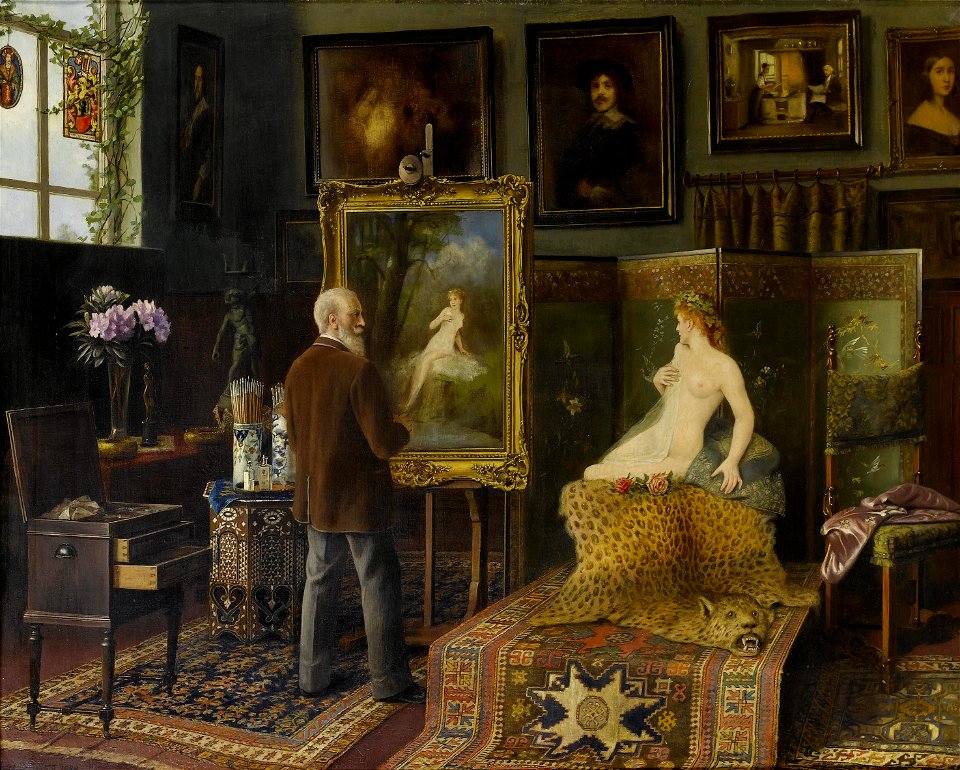 Carl Johann Spielter In the artist's studio