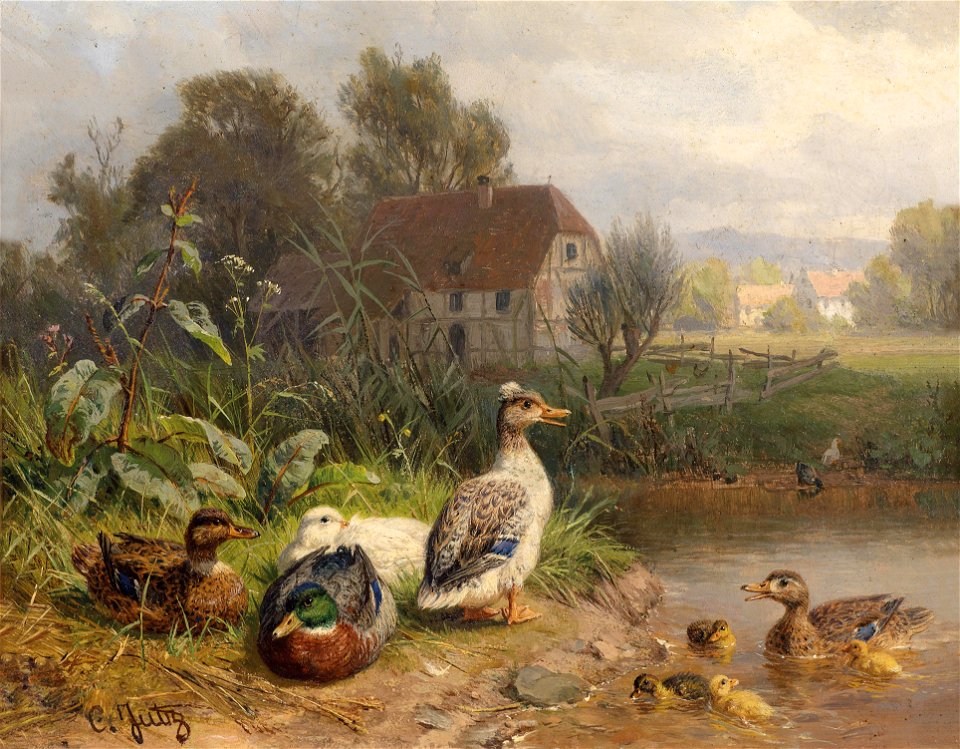 Carl Jutz Enten am Teich