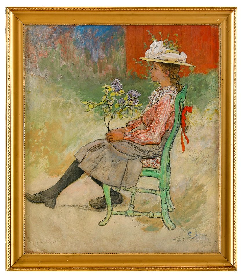 Carl Larsson - Dagmar Grill in the garden 1909 (framed)