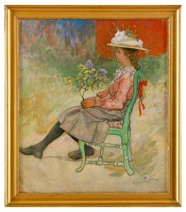 Carl Larsson - Dagmar Grill in the garden 1909 (framed)