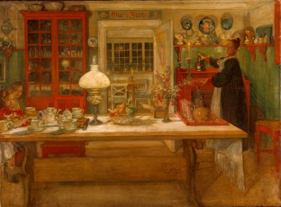 Carl Larsson - Getting Ready for a Game - Google Art Project. Free illustration for personal and commercial use.
