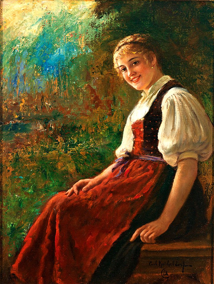 Carl Kricheldorf Portrait eines Mädchens in Tracht