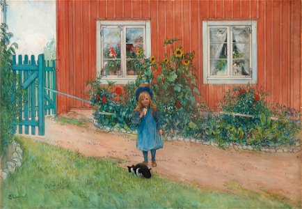 Carl Larsson - Brita, en katt och en smörgås 1898