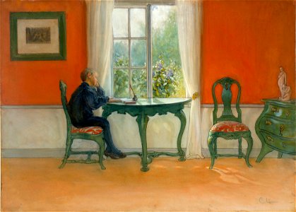 Carl Larsson - Ehtoja luetaan - A III 2059 - Finnish National Gallery