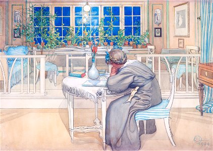 Carl Larsson - Kvällen före resan till England 1909