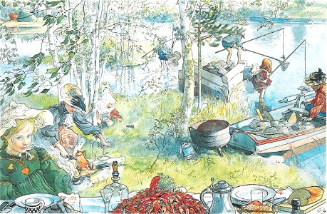 Carl Larsson - Kräftfångst - Ett hem - 1899