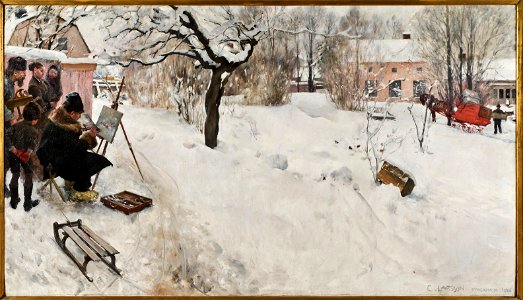 Carl Larsson - Open-Air Painter. Winter-Motif from Åsögatan 145, Stockholm - Google Art Project. Free illustration for personal and commercial use.