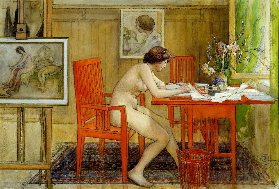 Carl Larsson The Model Writing a Postcard Thielska 214