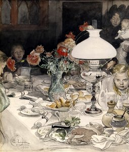 Carl Larsson Around the Evening Lamp Thielska 211