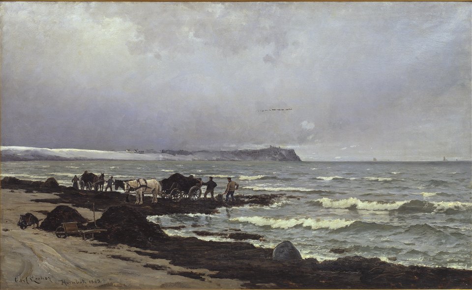 Carl Locher - Der læsses tang ved Hornbæk Strand - KMS1210 - Statens Museum for Kunst
