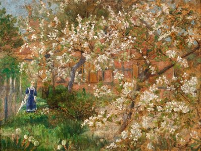 Carl Malchin Mädchen in einem Bauerngarten