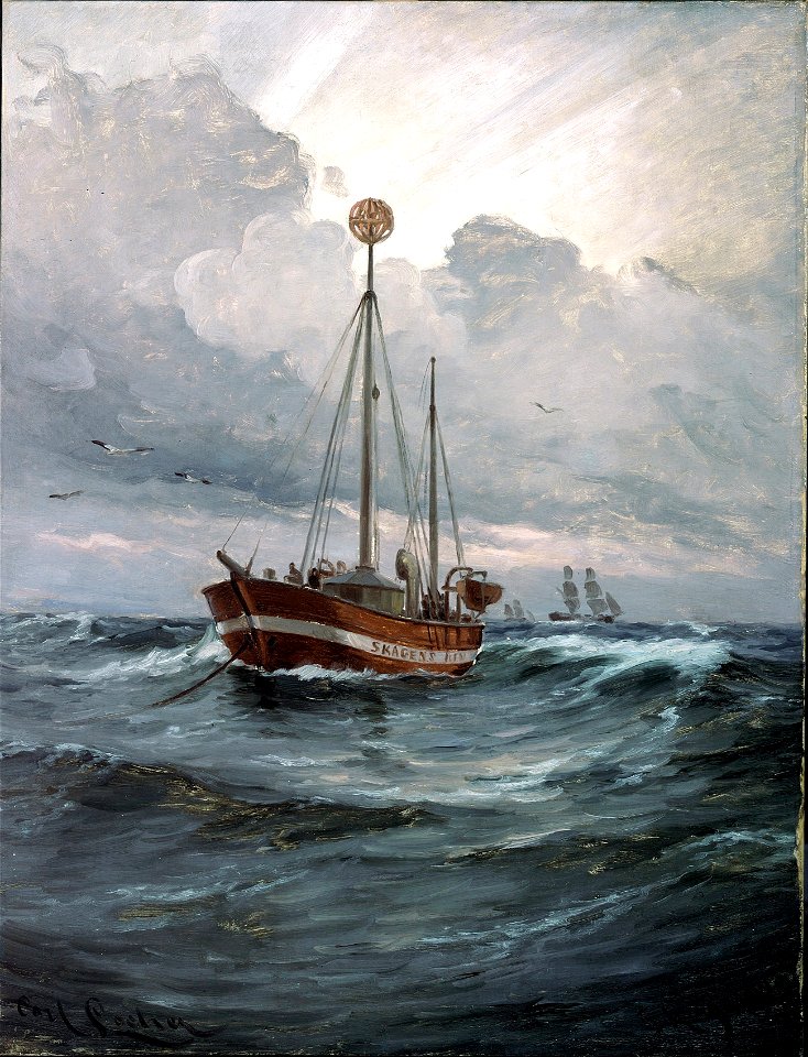Carl Locher - The lightship at Skagen Reef - Google Art Project