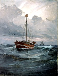 Carl Locher - The lightship at Skagen Reef - Google Art Project