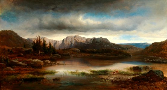 Carl Millner Abendlandschaft am Bergsee 1885