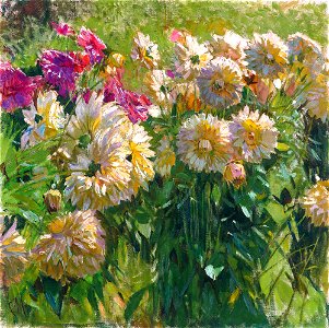 Carl Moll – Dahlias. Free illustration for personal and commercial use.