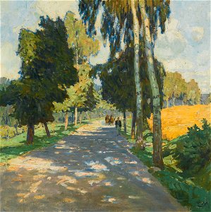 Carl Moll-Tree lined road in Bruntál