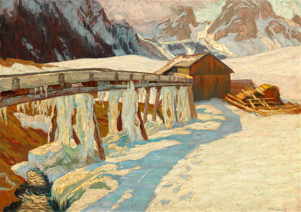 Carl O'Lynch of Town Winterlandschaft mit Mühle