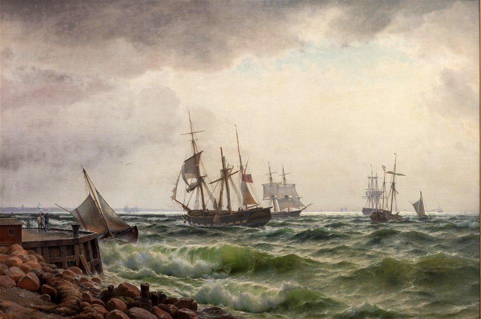 Carl Neumann - Skibe under land efter en byge - 1867