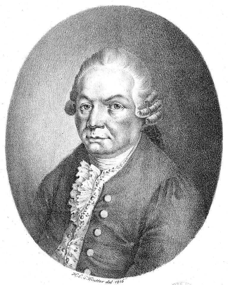Carl Philipp Emanuel Bach, Lithographie von Heinrich E Winter