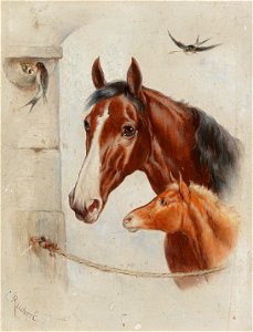 Carl Reichert - Idyllic Stable Scene