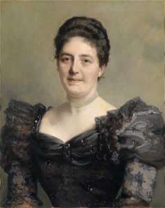 Carl Probst Damenbildnis im schwarzen Rüschenkleid 1901