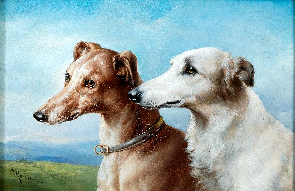 Carl Reichert - Zwei Windhunde