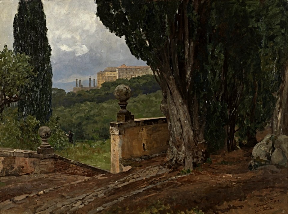 Carl Saltzmann - Ansicht der Villa Falconieri bei Rom - BG-M 12092-14 - Berlinische Galerie