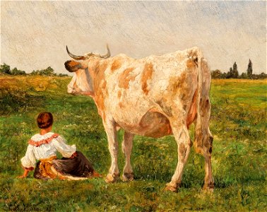 Carl Rudolf Huber Ungarisches Steppenrind auf der Weide