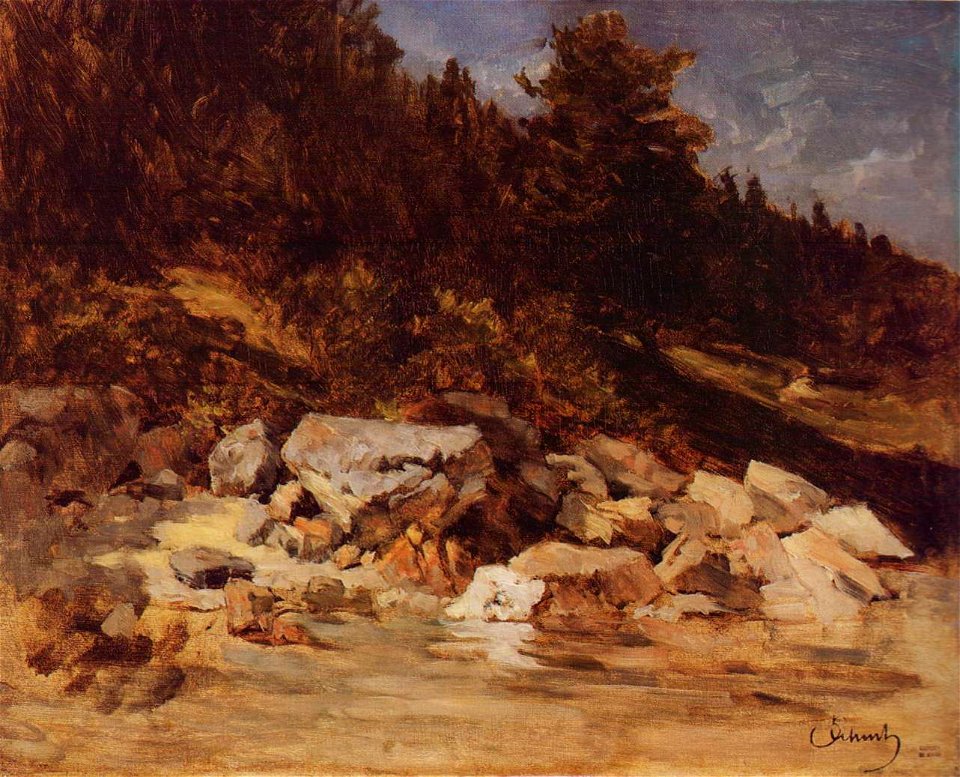 Carl Schuch - Geröll am Ufer des Hintersees