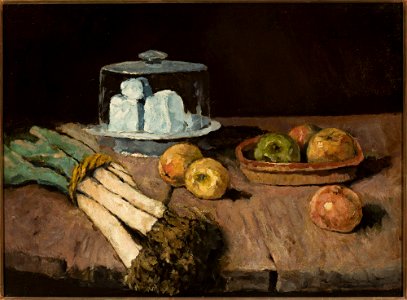 Carl Schuch - Still life with leeks, apples and cheese - M.Ob.1982 - National Museum in Warsaw