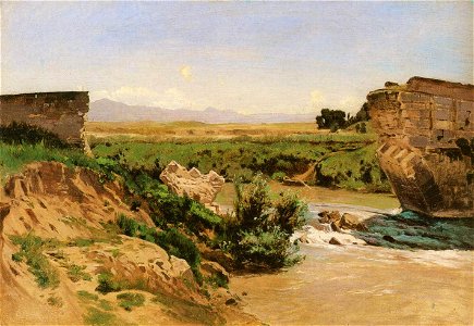 Carl Schuch - Brückenruine an einem Flußlauf