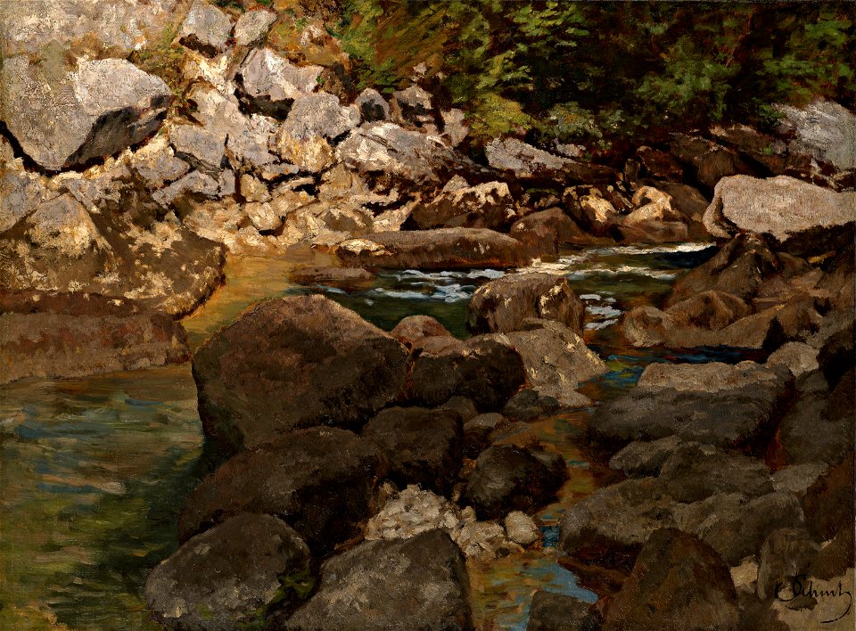 Carl Schuch - Mountain Stream with Boulders - Google Art Project