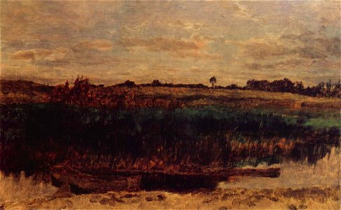 Carl Schuch - Schilffeld mit Kahn