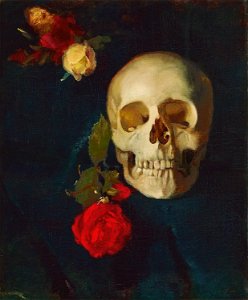 Carl Schuch - Totenschädel mit Rosen