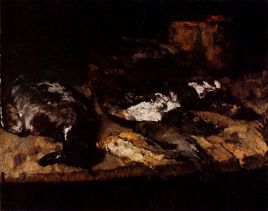Carl Schuch - Wildente, kleine Vögel, Spankorb und Tontopf