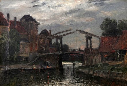 Carl Skånberg - Holländsk stadsvy med bro (1876)