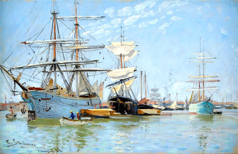 Carl Skånberg - Hamnbild från Venedig (1882)