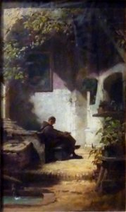 Carl Spitzweg - Gähnender Mönch um 1870 (Ausschnitt)