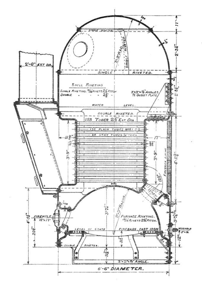 Cochran boiler, section (Bentley, Sketches of Engine and Machine Details)