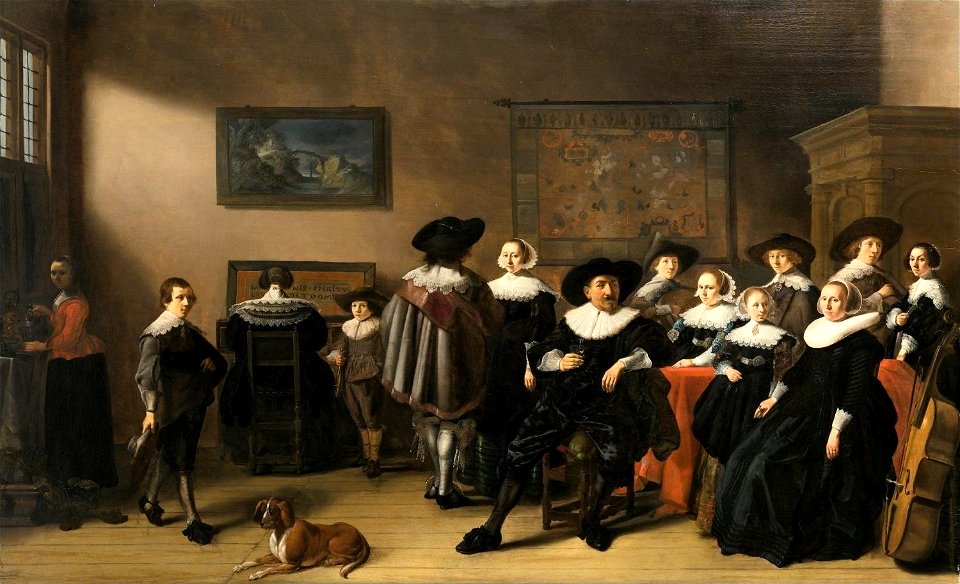 'Family Portrait with Husband, Wife and Two Daughters Seated at a Table...' by Pieter Codde
